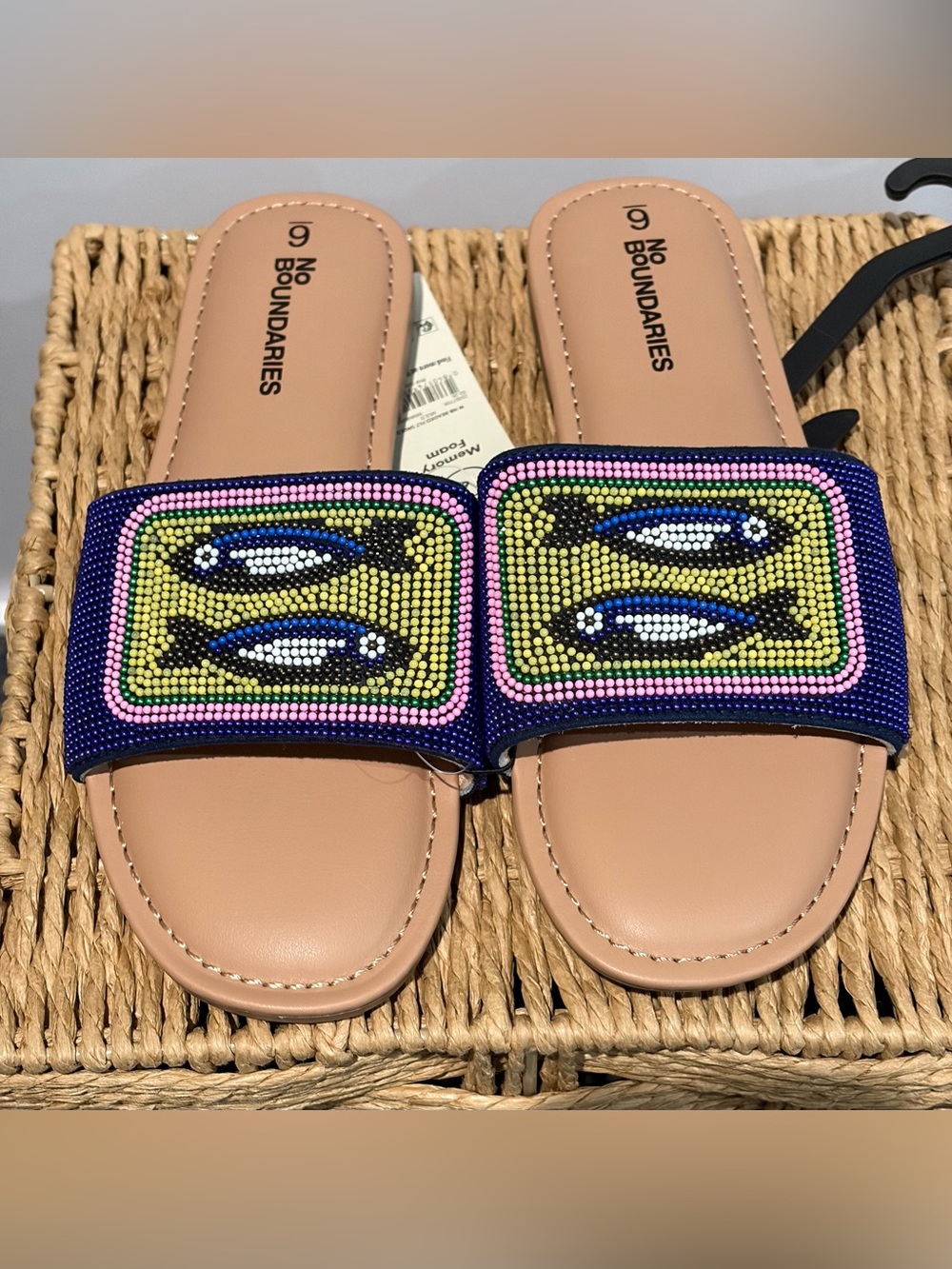 No Boundaries Beaded Memory Foam Slide Sandals